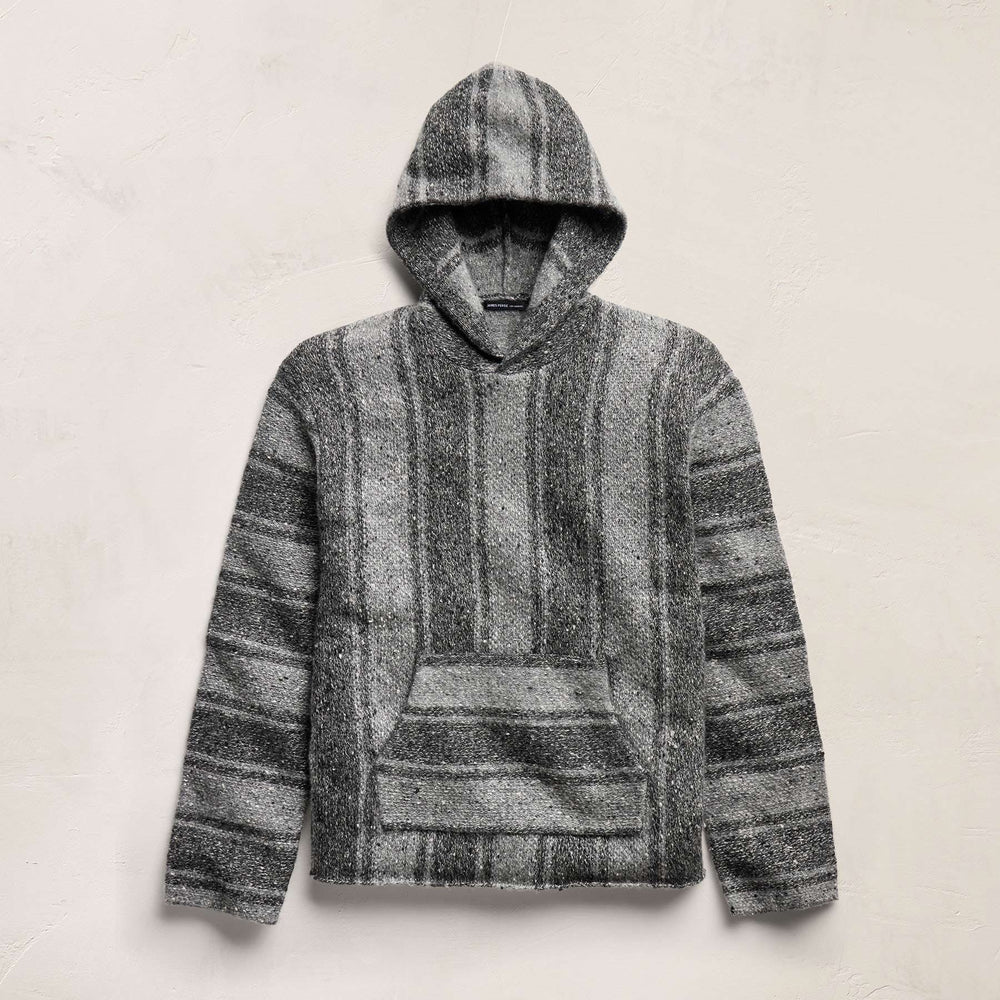 Baja Stripe Cashmere Hoodie in Charcoal/Heather Grey | James Perse Los Angeles