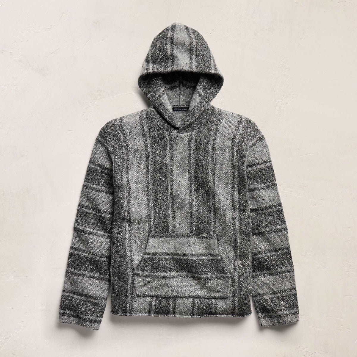 Baja Stripe Cashmere Hoodie in Charcoal/Heather Grey | James Perse Los Angeles