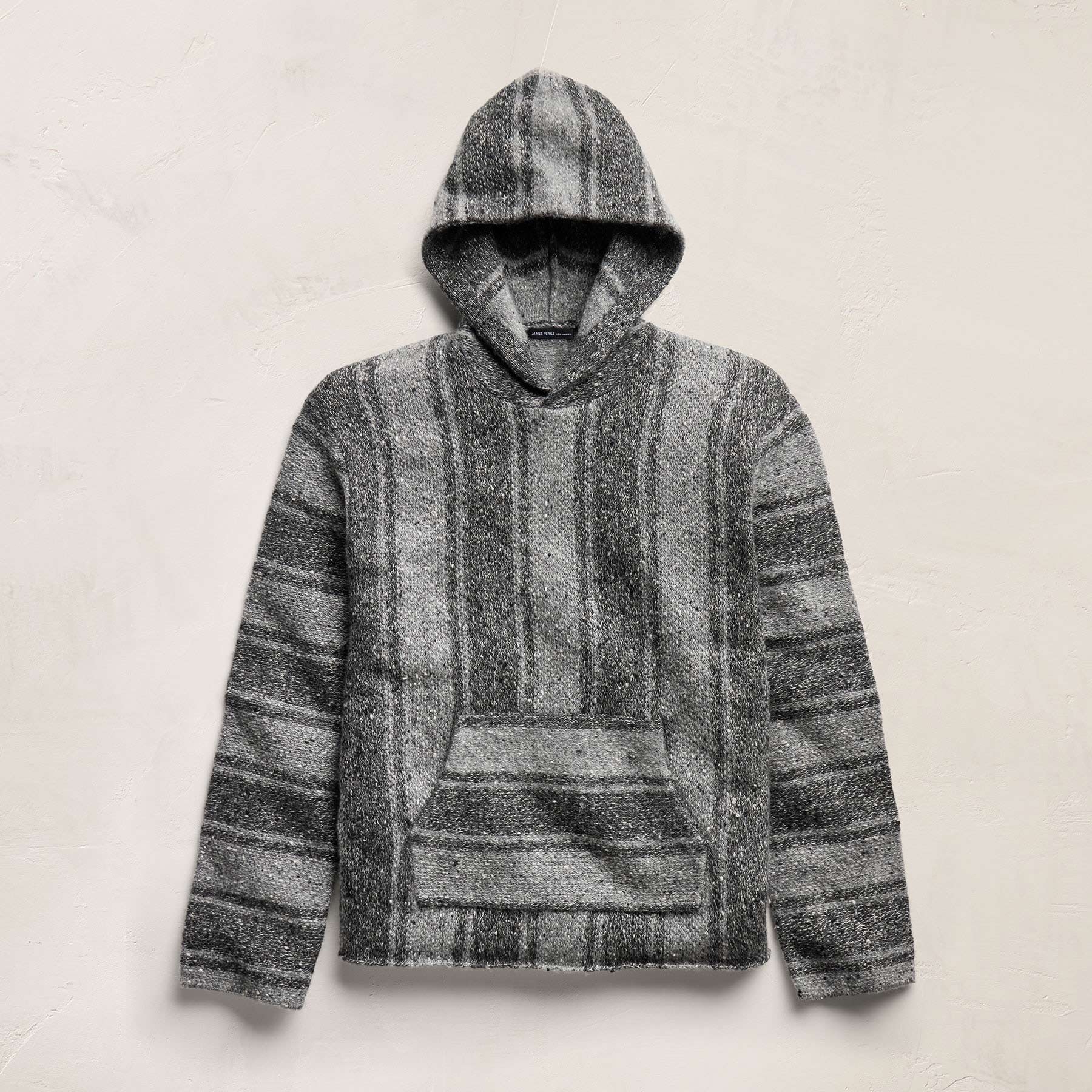 Baja Stripe Cashmere Hoodie in Charcoal/Heather Grey | James Perse Los Angeles
