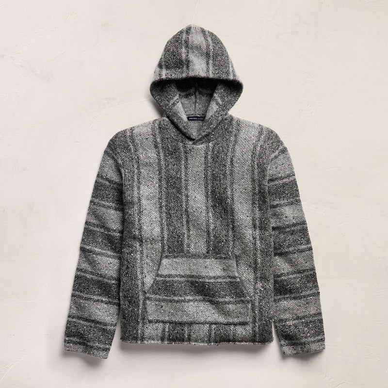 Baja Stripe Cashmere Hoodie in Charcoal/Heather Grey | James Perse Los Angeles