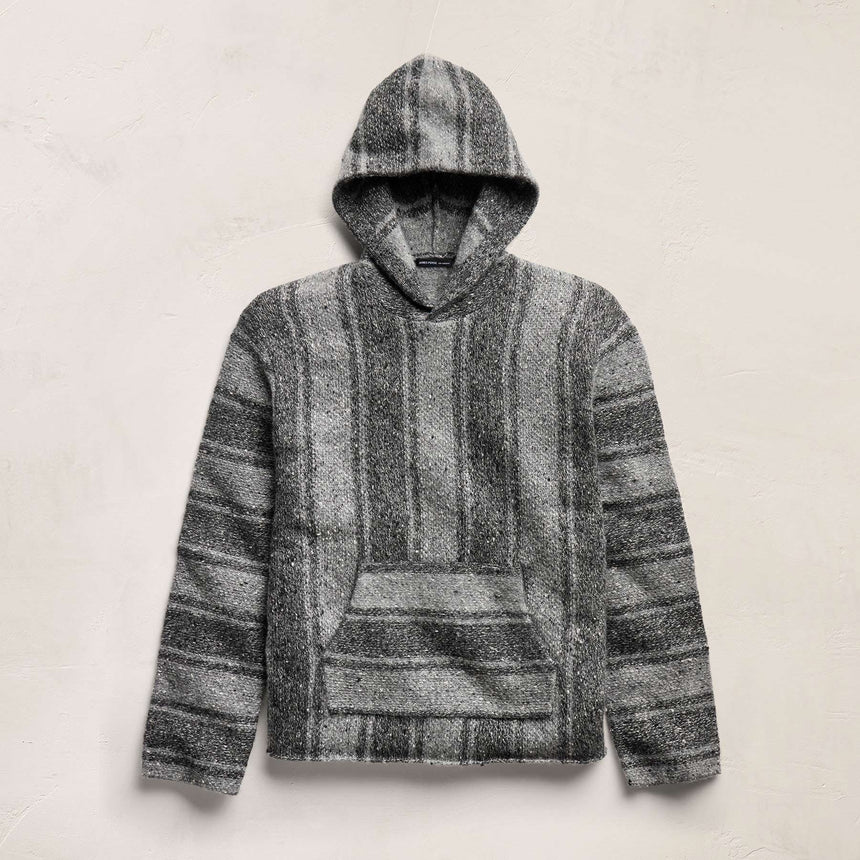 Baja Stripe Cashmere Hoodie in Charcoal/Heather Grey | James Perse Los Angeles