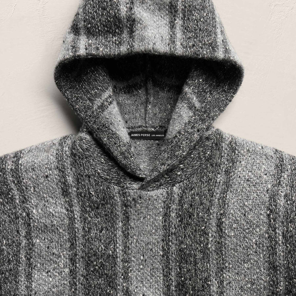 Baja Stripe Cashmere Hoodie in Charcoal/Heather Grey | James Perse Los Angeles