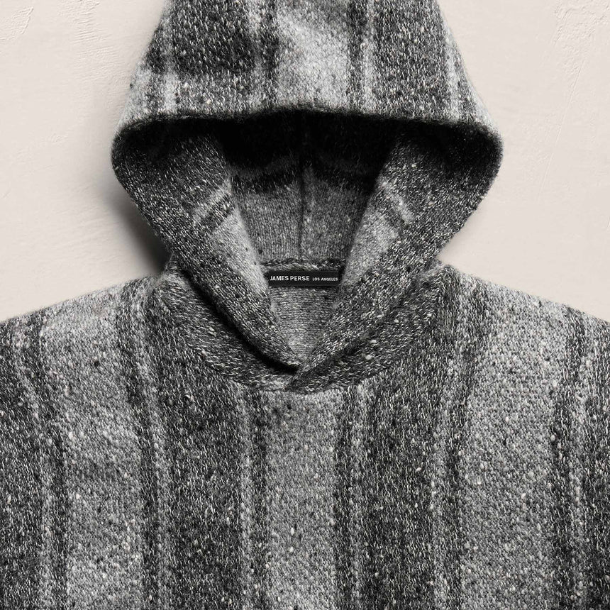 Baja Stripe Cashmere Hoodie in Charcoal/Heather Grey | James Perse Los Angeles