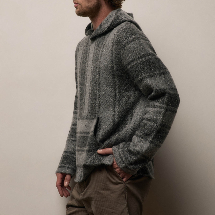 Baja Stripe Cashmere Hoodie in Charcoal/Heather Grey | James Perse Los Angeles