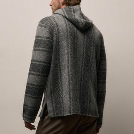 Baja Stripe Cashmere Hoodie in Charcoal/Heather Grey | James Perse Los Angeles