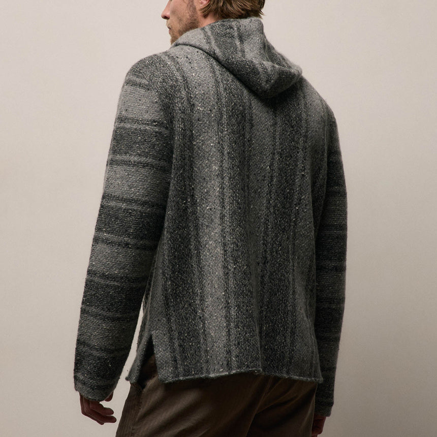 Baja Stripe Cashmere Hoodie in Charcoal/Heather Grey | James Perse Los Angeles
