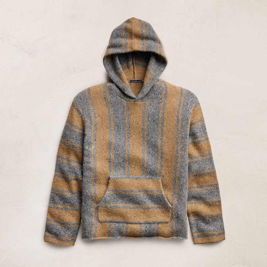 Baja Stripe Cashmere Hoodie in Heather Grey/Toffee | James Perse Los Angeles