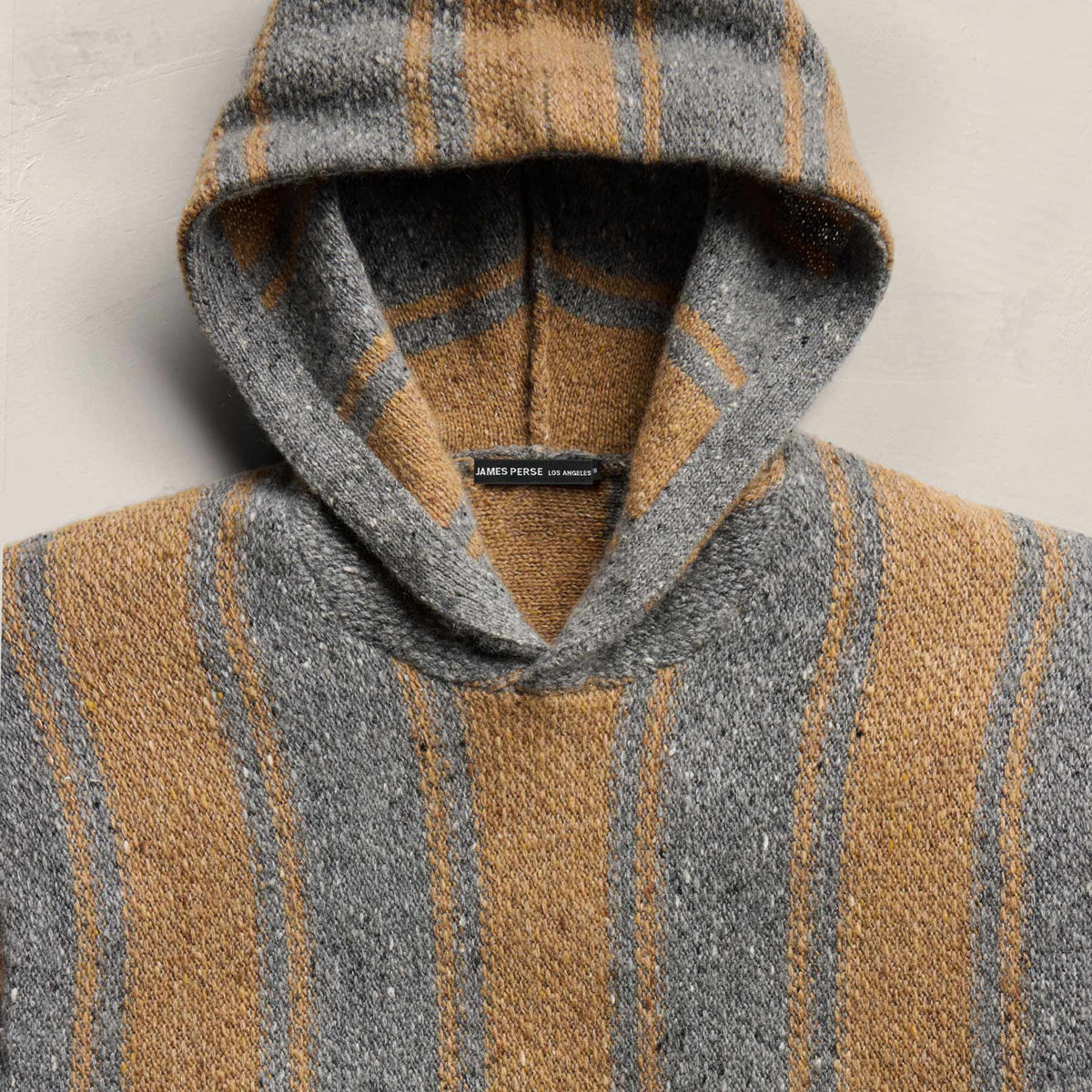 Baja Stripe Cashmere Hoodie in Heather Grey/Toffee | James Perse Los Angeles