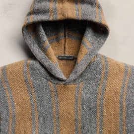 Baja Stripe Cashmere Hoodie in Heather Grey/Toffee | James Perse Los Angeles