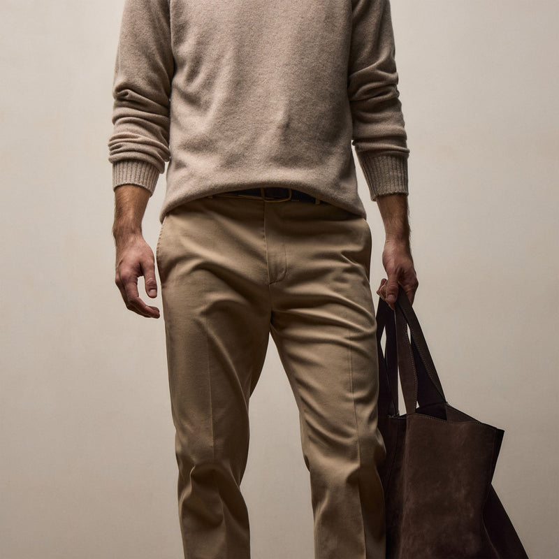 Cashmere Touch Twill Trouser in Light Khaki | James Perse Los Angeles