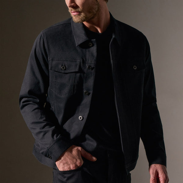 Cashmere Touch Cotton Jean Jkt in Black | James Perse Los Angeles