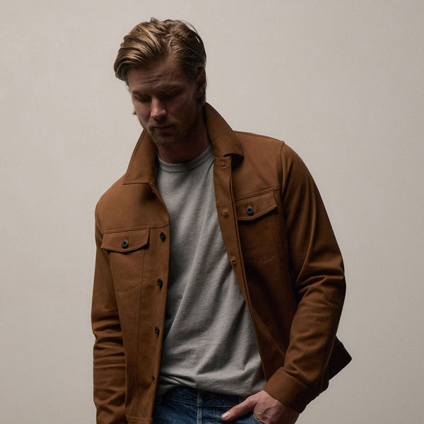 Cashmere Touch Cotton Trucker Jacket in Gingerbread | James Perse Los Angeles