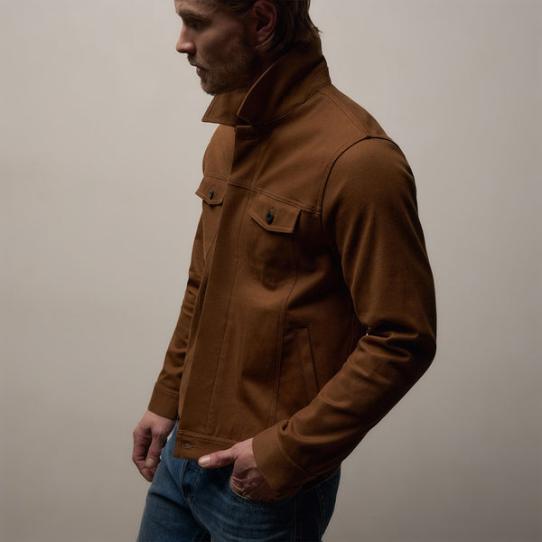 Cashmere Touch Cotton Trucker Jacket in Gingerbread | James Perse Los Angeles