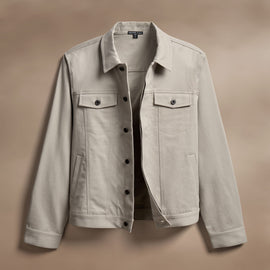 Cashmere Touch Cotton Jean Jkt in Light Tan | James Perse Los Angeles