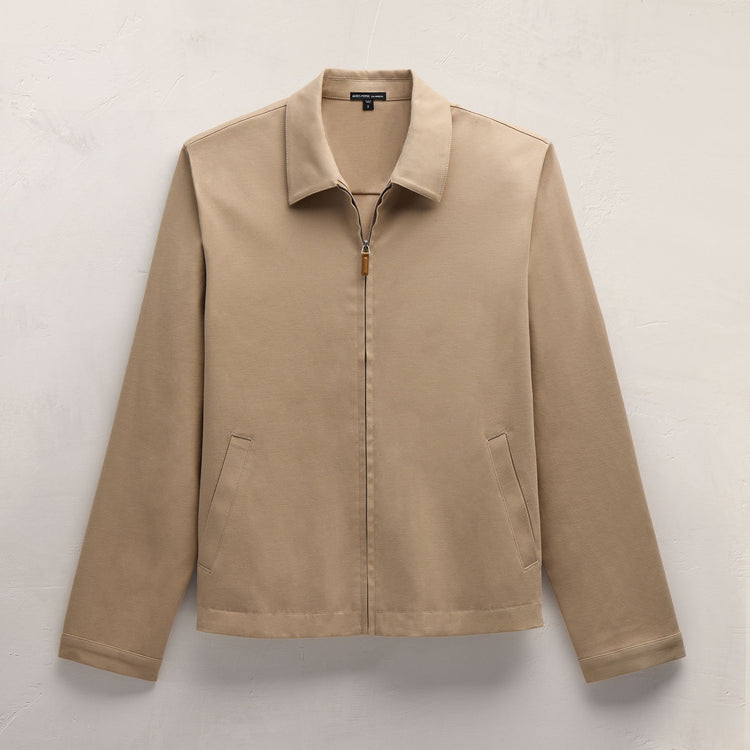 Zip Front Coach Jacket in Light Khaki | James Perse Los Angeles