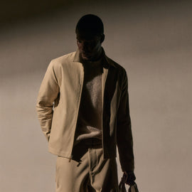 Zip Front Coach Jacket in Light Khaki | James Perse Los Angeles