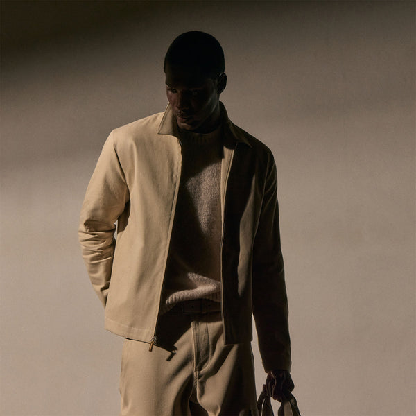 Zip Front Coach Jacket in Light Khaki | James Perse Los Angeles