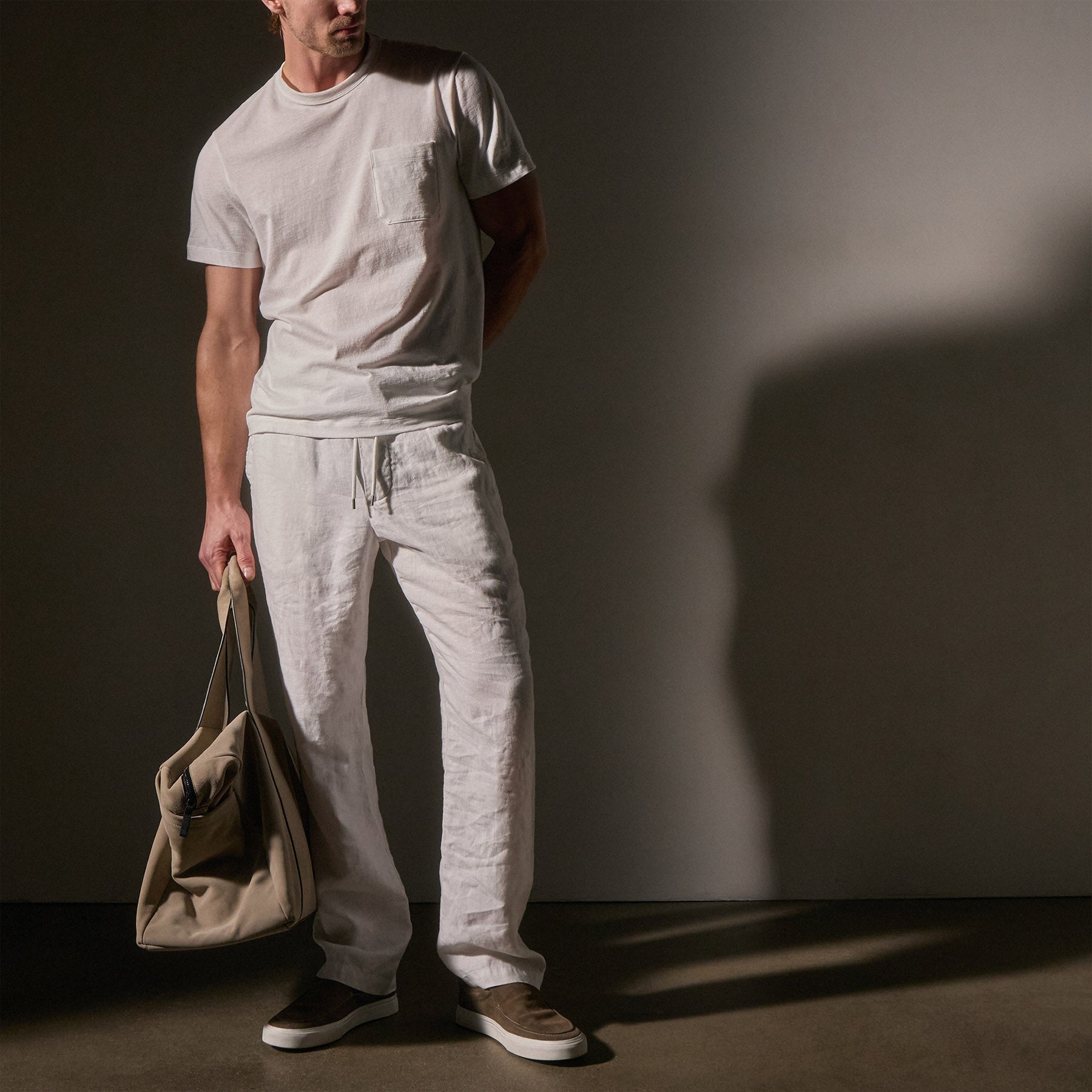 Cotton Linen Pocket Tee in White | James Perse Los Angeles
