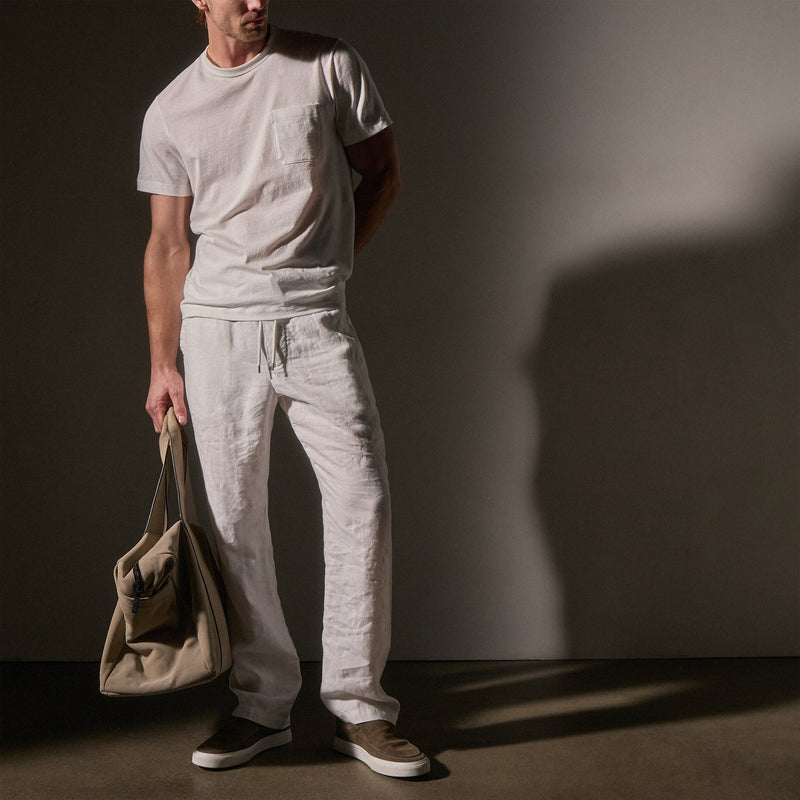 Cotton Linen Pocket Tee in White | James Perse Los Angeles