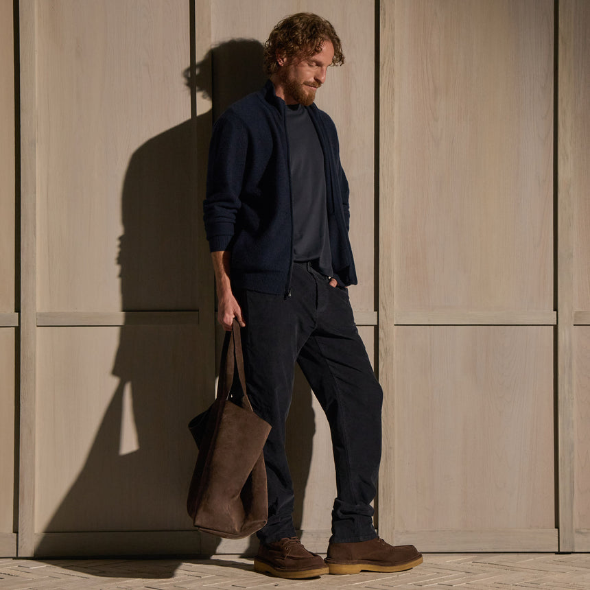 Felted Cashmere Zip Up - Classic Navy