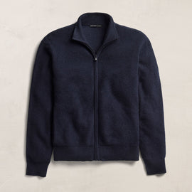 Felted Cashmere Zip Up - Classic Navy