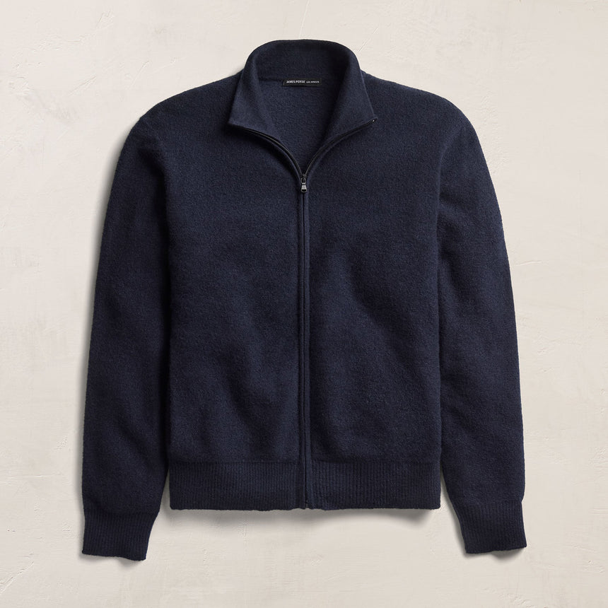 Felted Cashmere Zip Up - Classic Navy