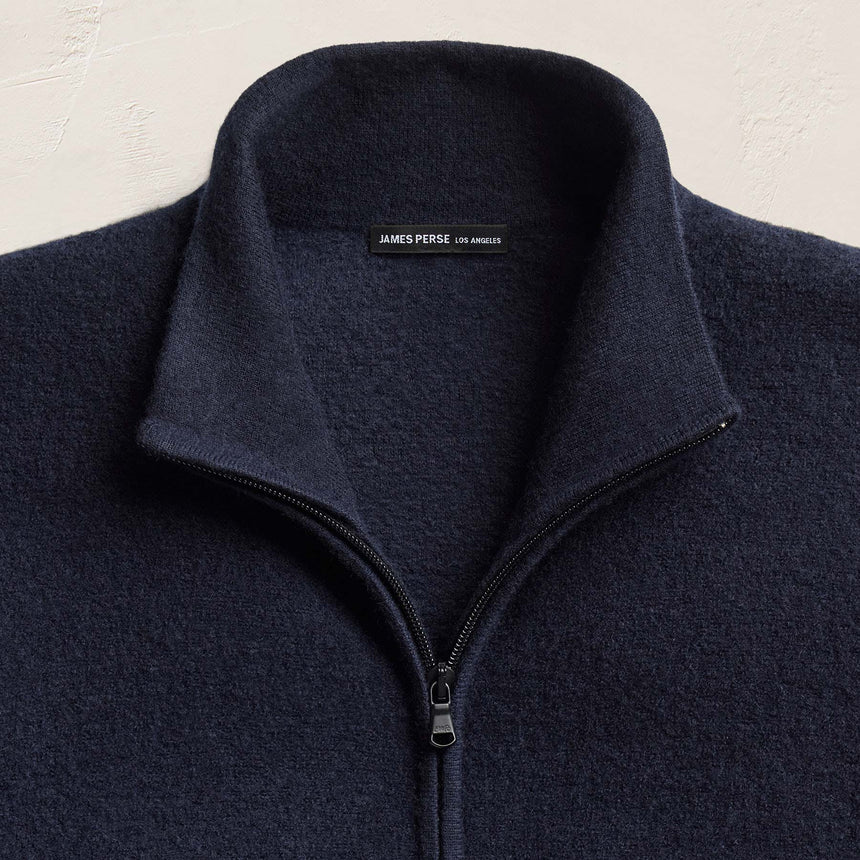 Felted Cashmere Zip Up - Classic Navy
