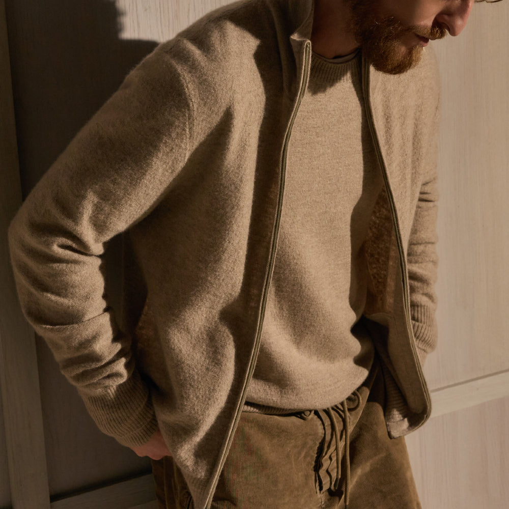 Felted Cashmere Zip Up - Coyote