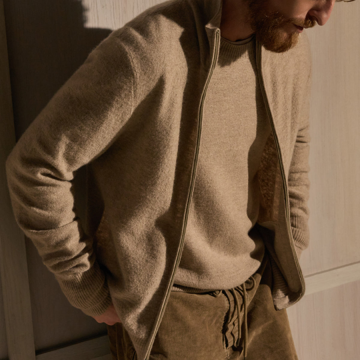 Felted Cashmere Zip Up - Coyote