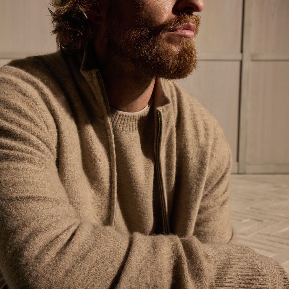 Felted Cashmere Zip Up - Coyote
