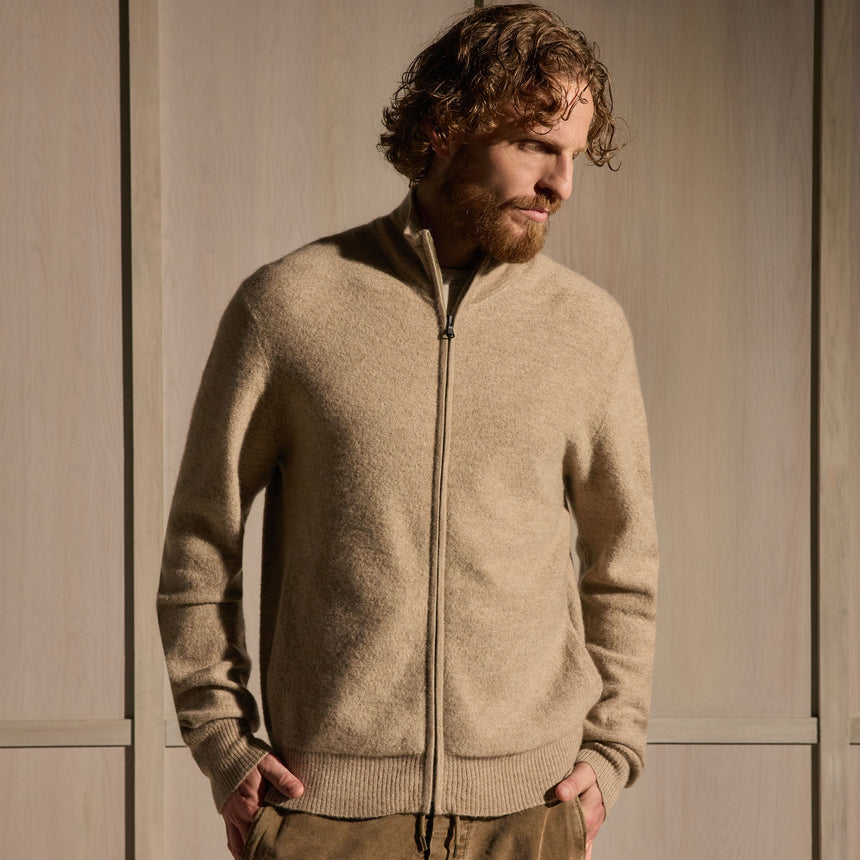 Felted Cashmere Zip Up - Coyote