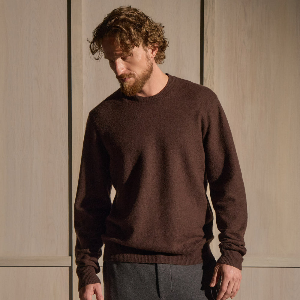 Felted Cashmere Crew - Bark