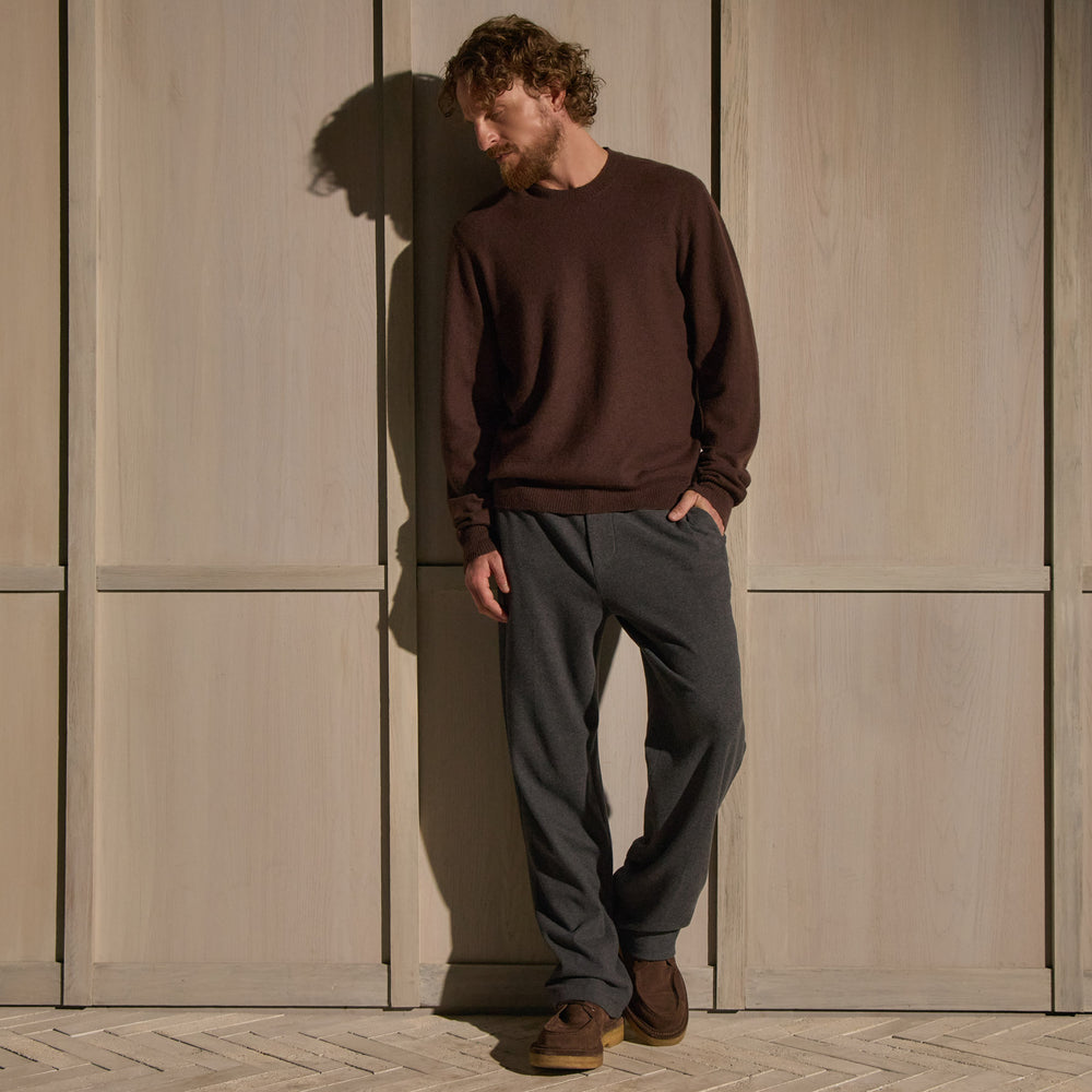Felted Cashmere Crew - Bark