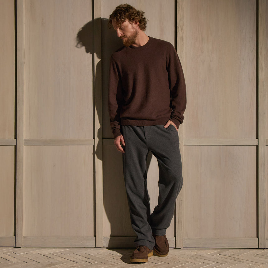 Felted Cashmere Crew - Bark