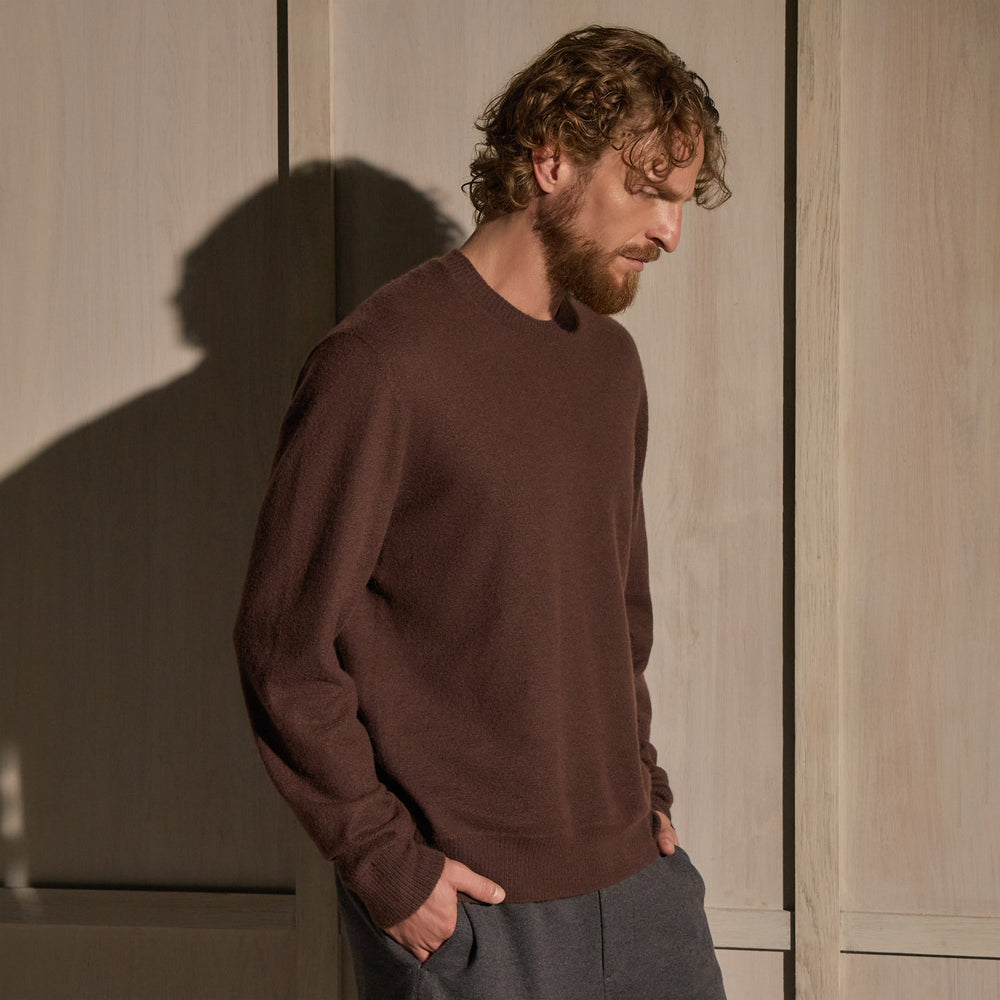 Felted Cashmere Crew - Bark