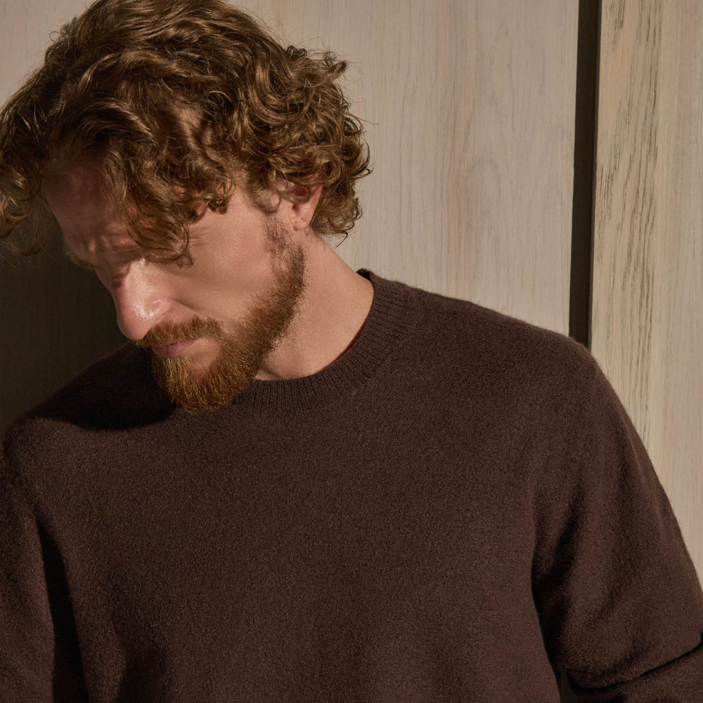 Felted Cashmere Crew - Bark