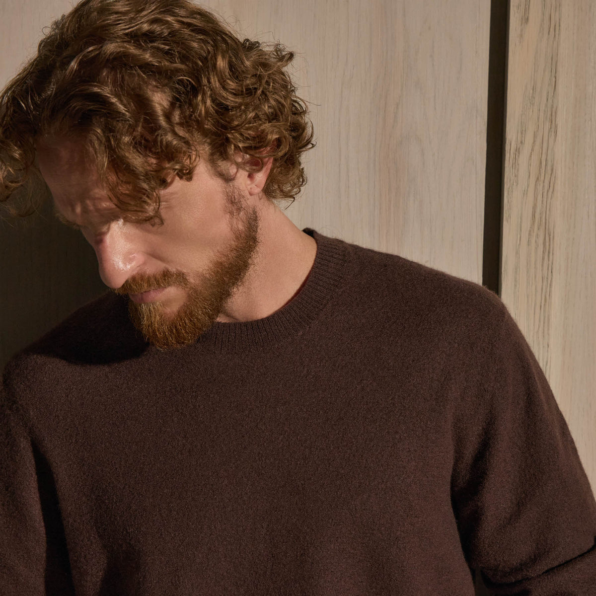 Felted Cashmere Crew - Bark