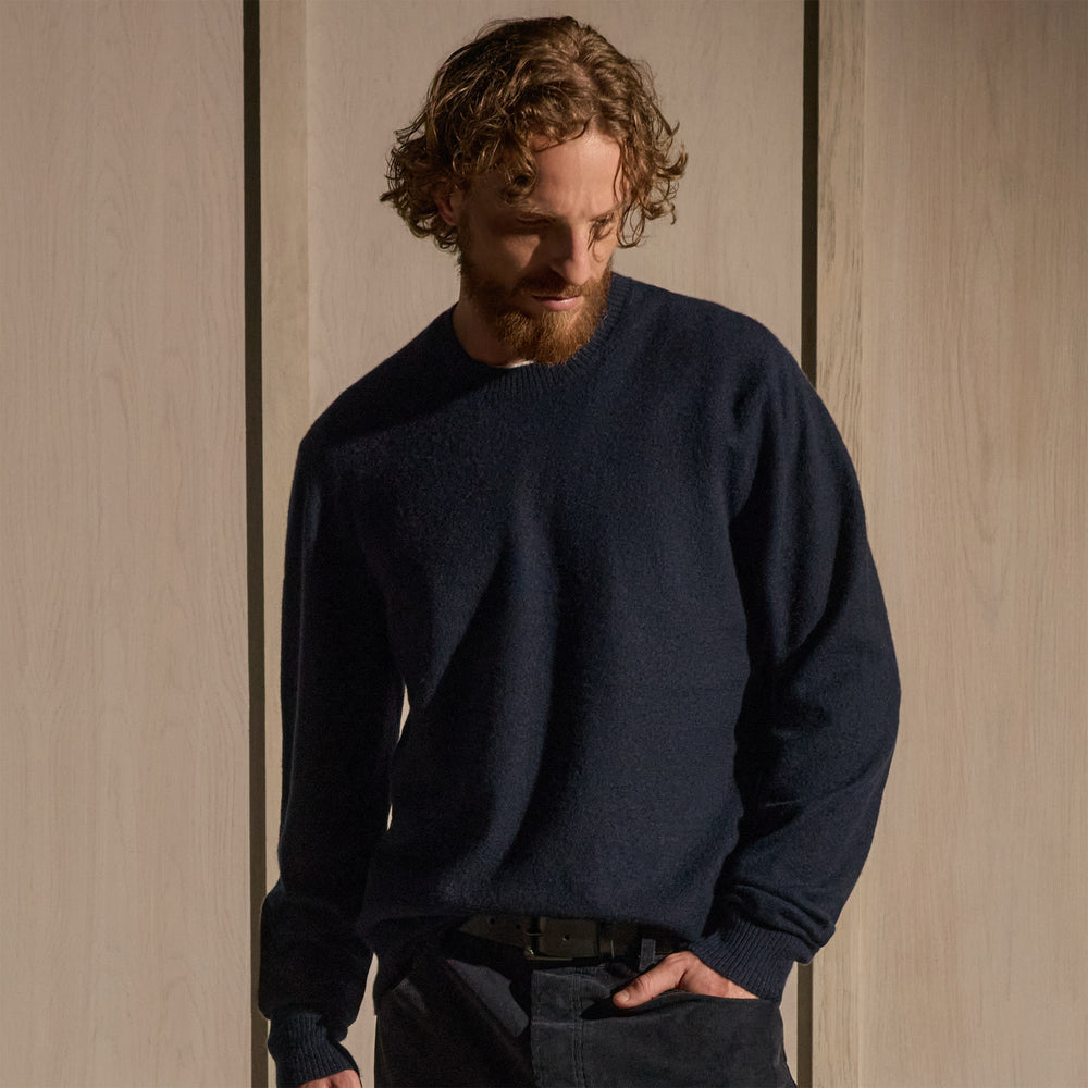 Felted Cashmere Crew - Classic Navy