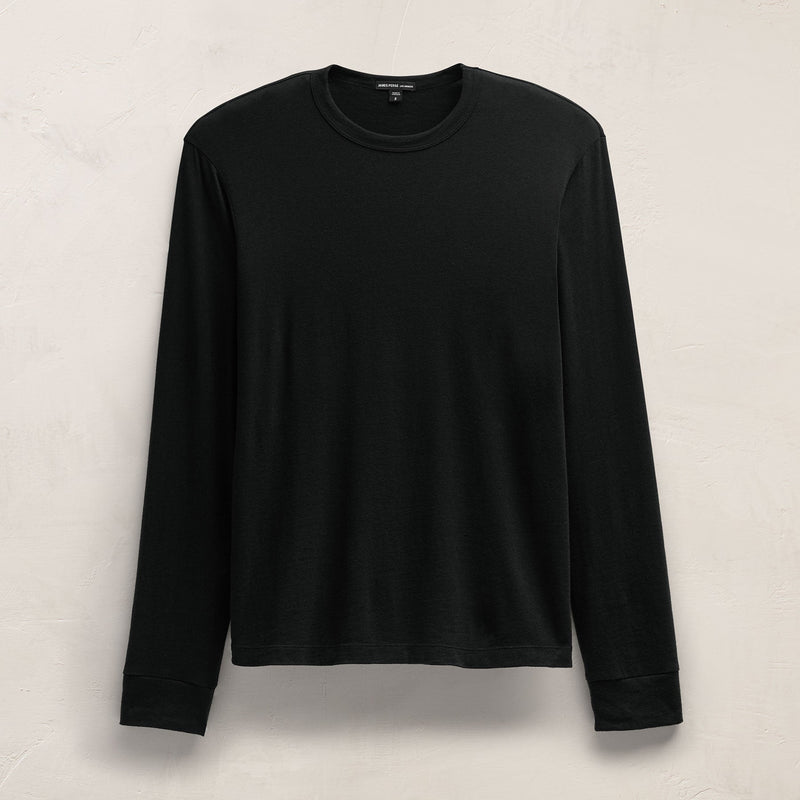 Cotton Cashmere Long Sleeve Tee in Black | James Perse Los Angeles