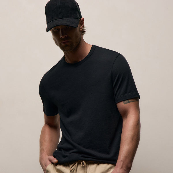 Cotton Cashmere Short Sleeve Tee in Black | James Perse Los Angeles