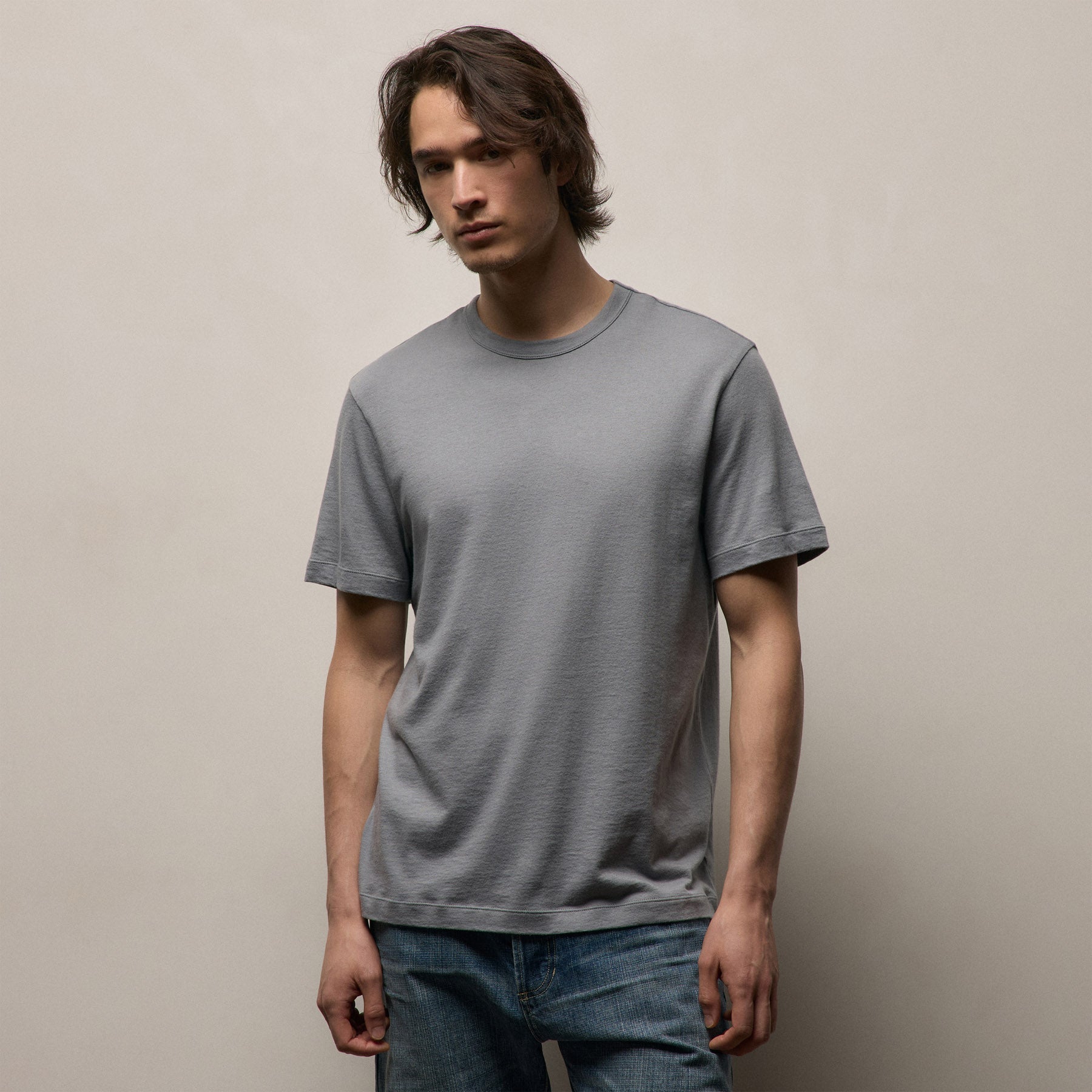 Cotton Cashmere Short Sleeve Tee in Ore | James Perse Los Angeles