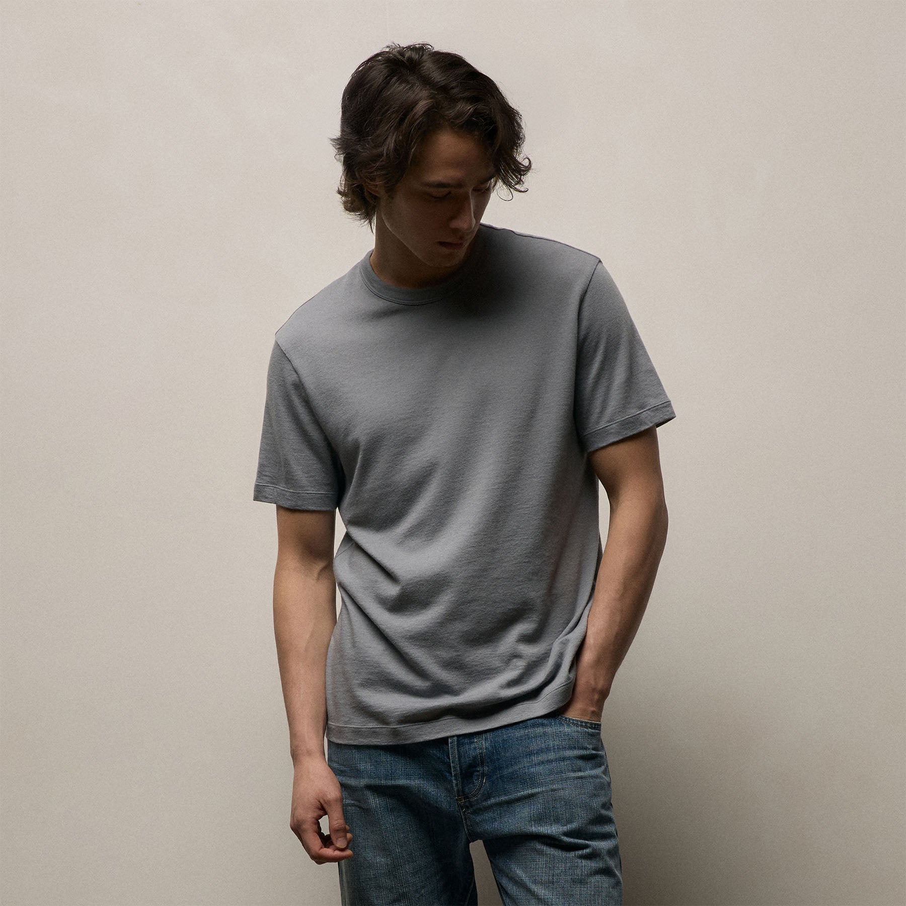 Cotton Cashmere Short Sleeve Tee in Ore | James Perse Los Angeles