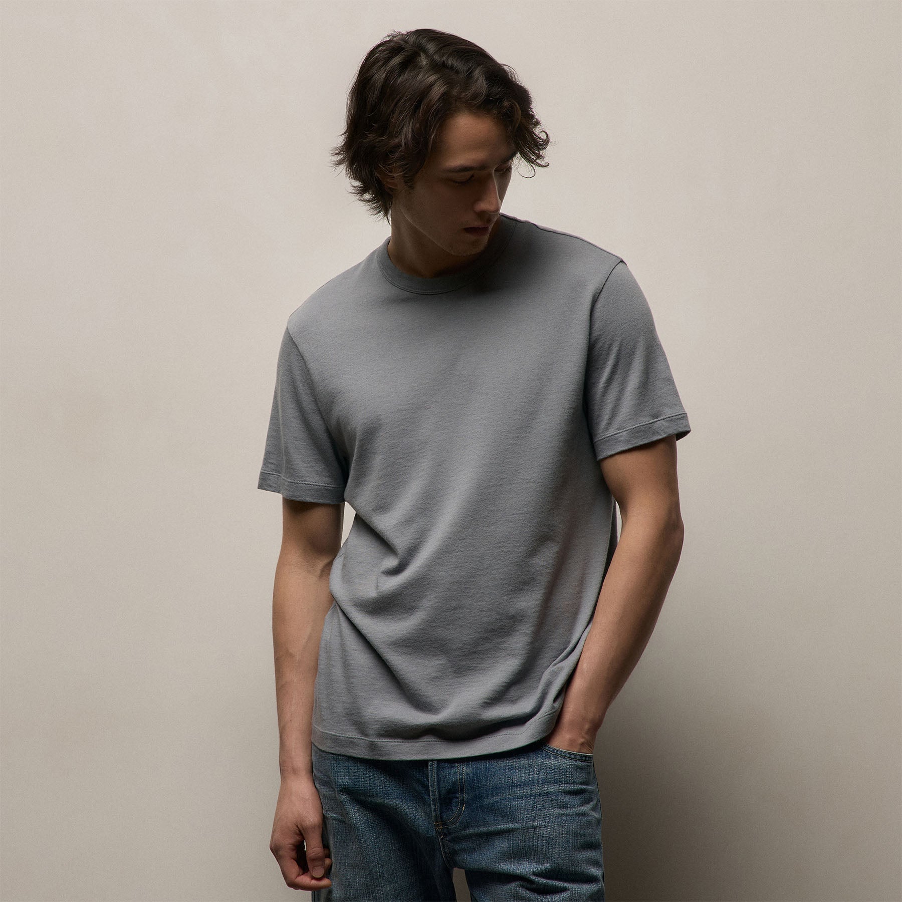 Cotton Cashmere Short Sleeve Tee in Ore | James Perse Los Angeles