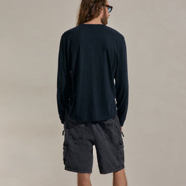 Cotton Cashmere Long Sleeve Henley in Blue Noir | James Perse Los Angeles