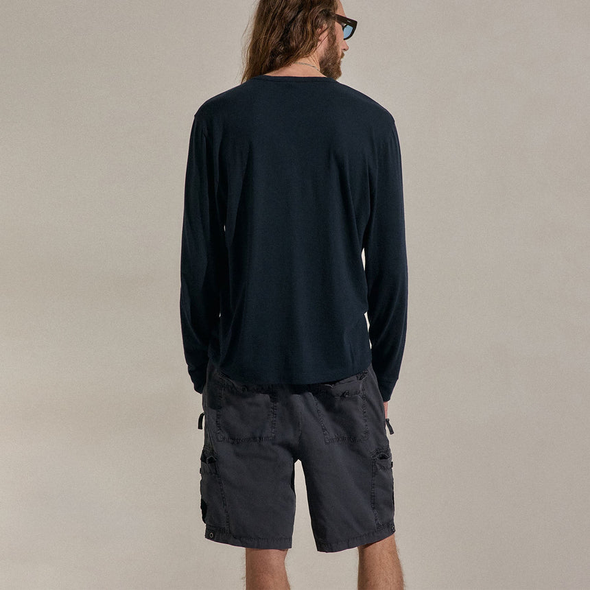 Cotton Cashmere Long Sleeve Henley in Blue Noir | James Perse Los Angeles