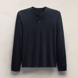 Cotton Cashmere Long Sleeve Henley in Blue Noir | James Perse Los Angeles