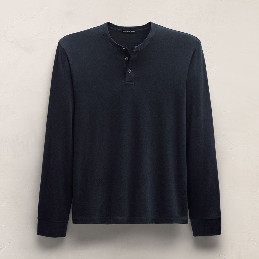 Cotton Cashmere Long Sleeve Henley in Blue Noir | James Perse Los Angeles