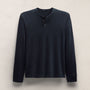 Cotton Cashmere Long Sleeve Henley in Blue Noir | James Perse Los Angeles