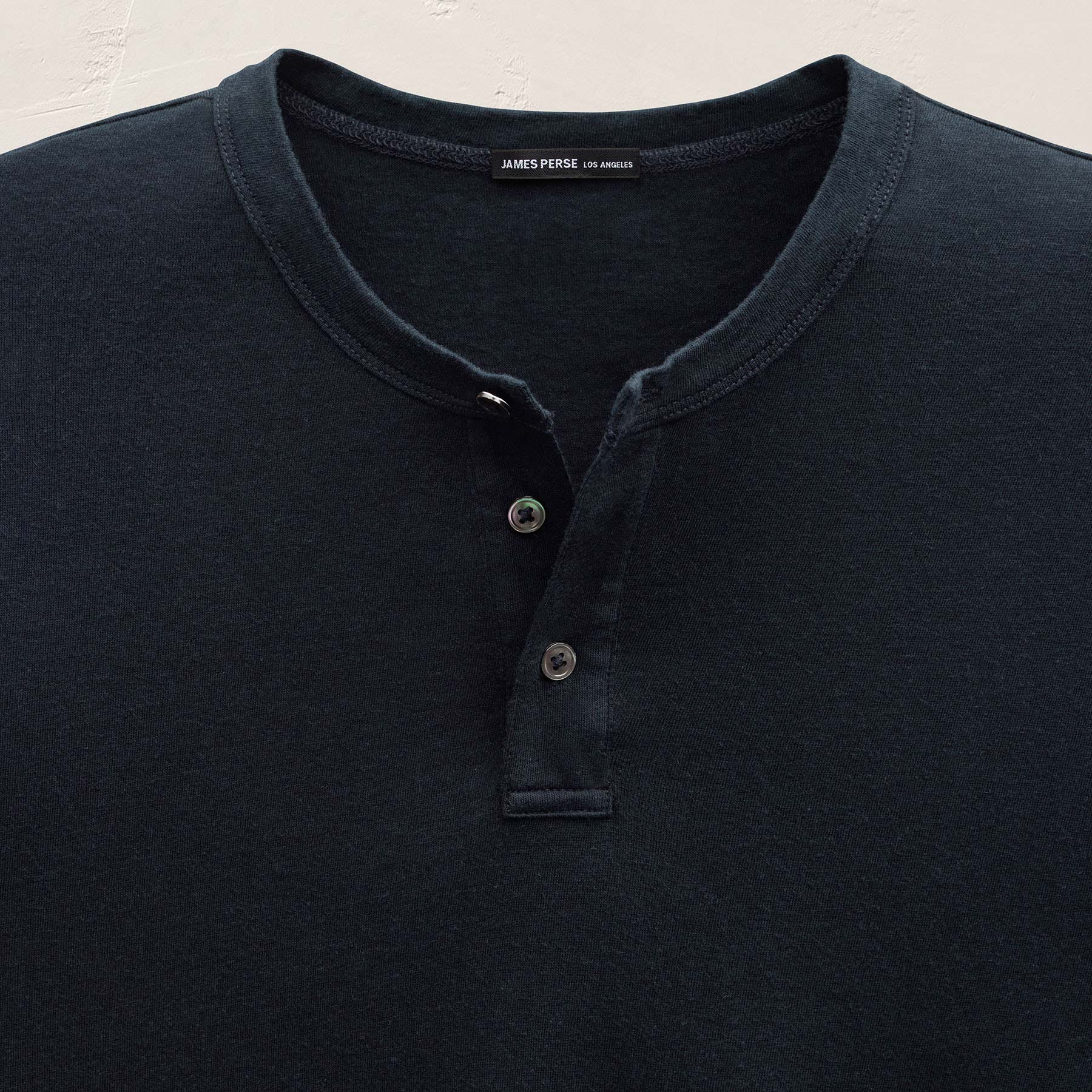 Slub Jersey Short Sleeve Henley In Black | James Perse Los Angeles