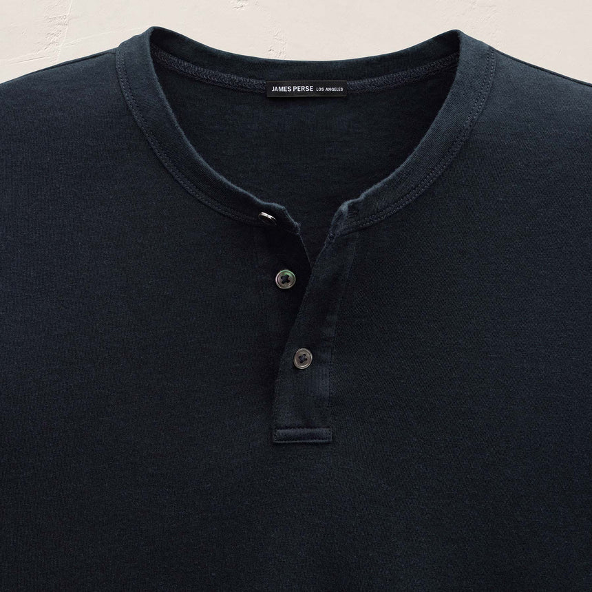 Cotton Cashmere Long Sleeve Henley in Blue Noir | James Perse Los Angeles